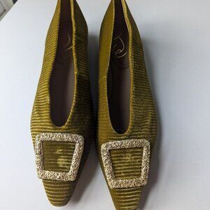 Sam Edelman Olive Green Flats with Gold Buckle NWOB